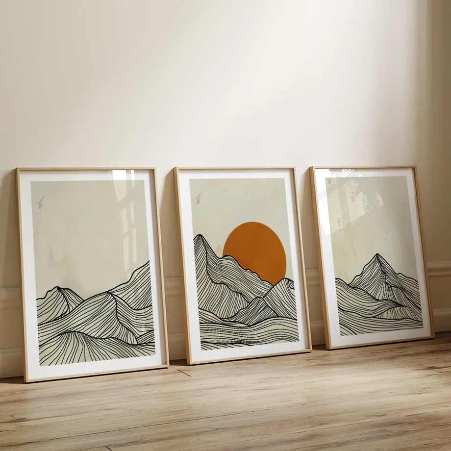Quadros Decorativos Abstratos – Conjunto com 3 Telas para Sala Moderna