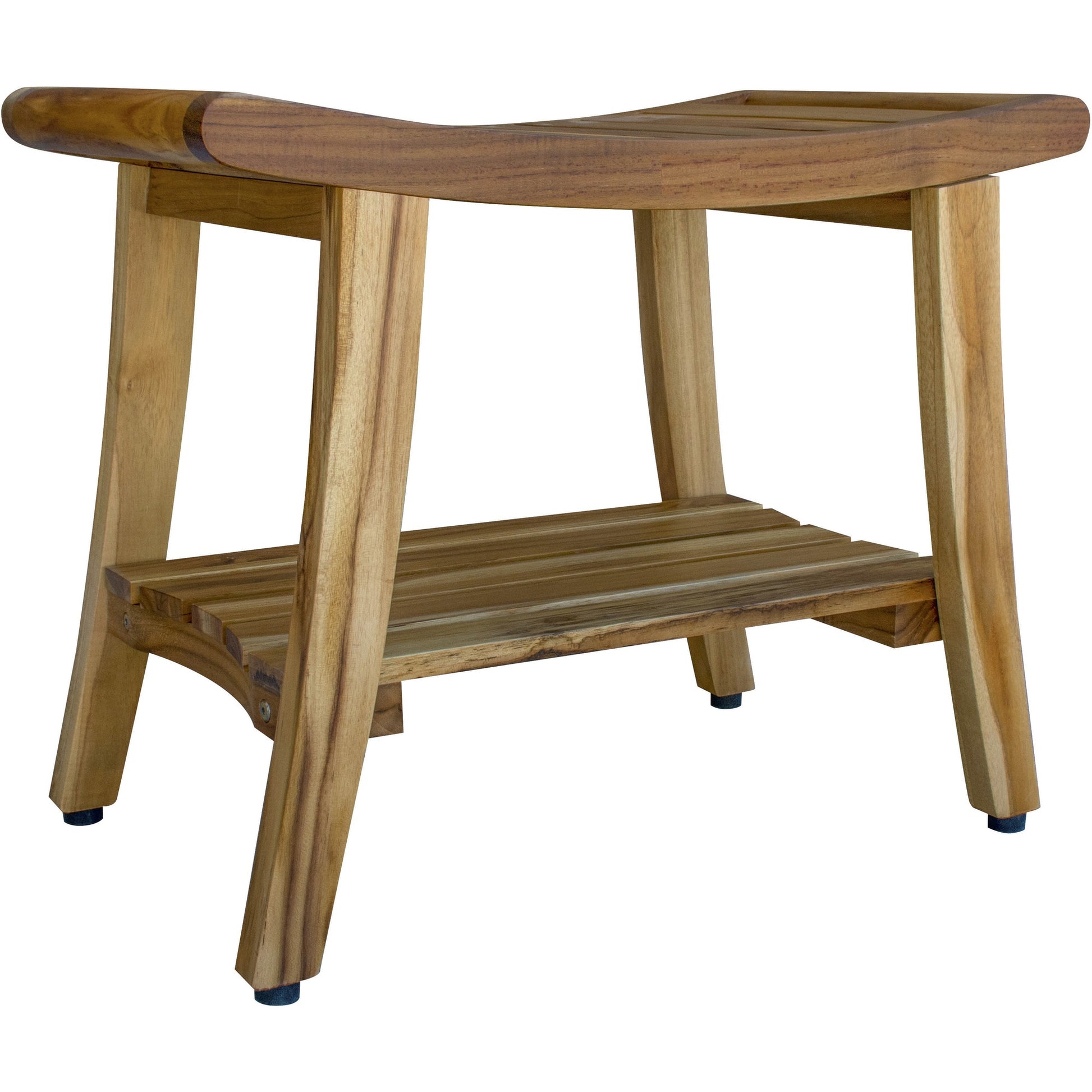 Contemporary Teak Shower Bench With Shelf In Natural Finish-0