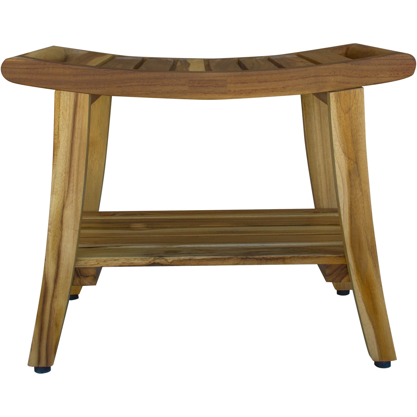 Contemporary Teak Shower Bench With Shelf In Natural Finish-1