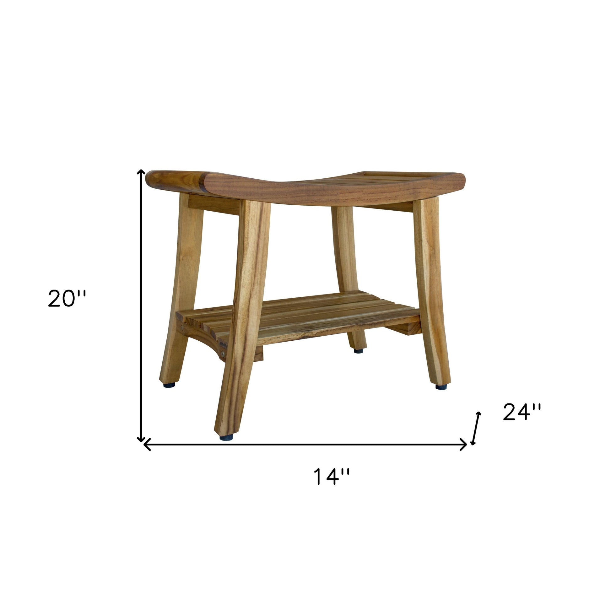 Contemporary Teak Shower Bench With Shelf In Natural Finish-7