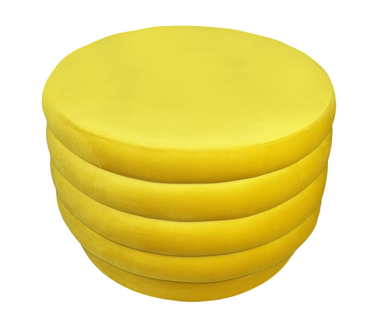 31" Yellow Velvet Tufted Round Cocktail Ottoman-0