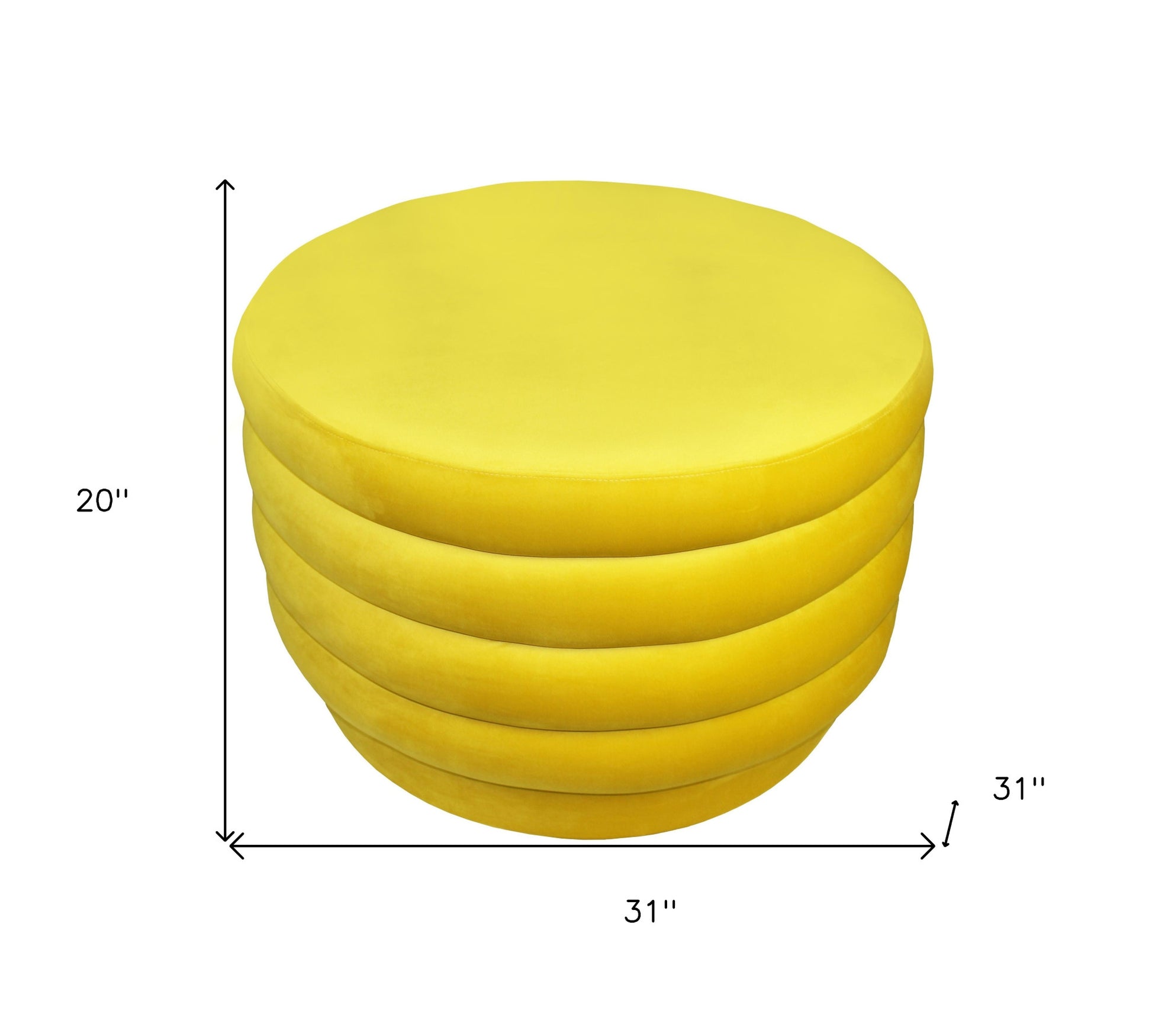31" Yellow Velvet Tufted Round Cocktail Ottoman-4