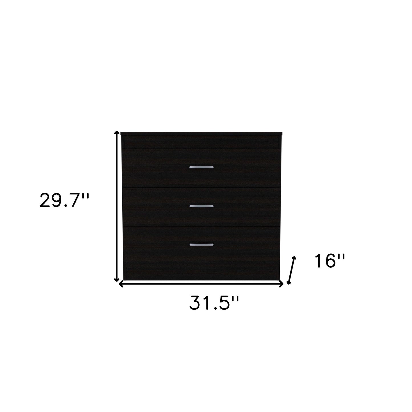32" Black Three Drawer Dresser-8