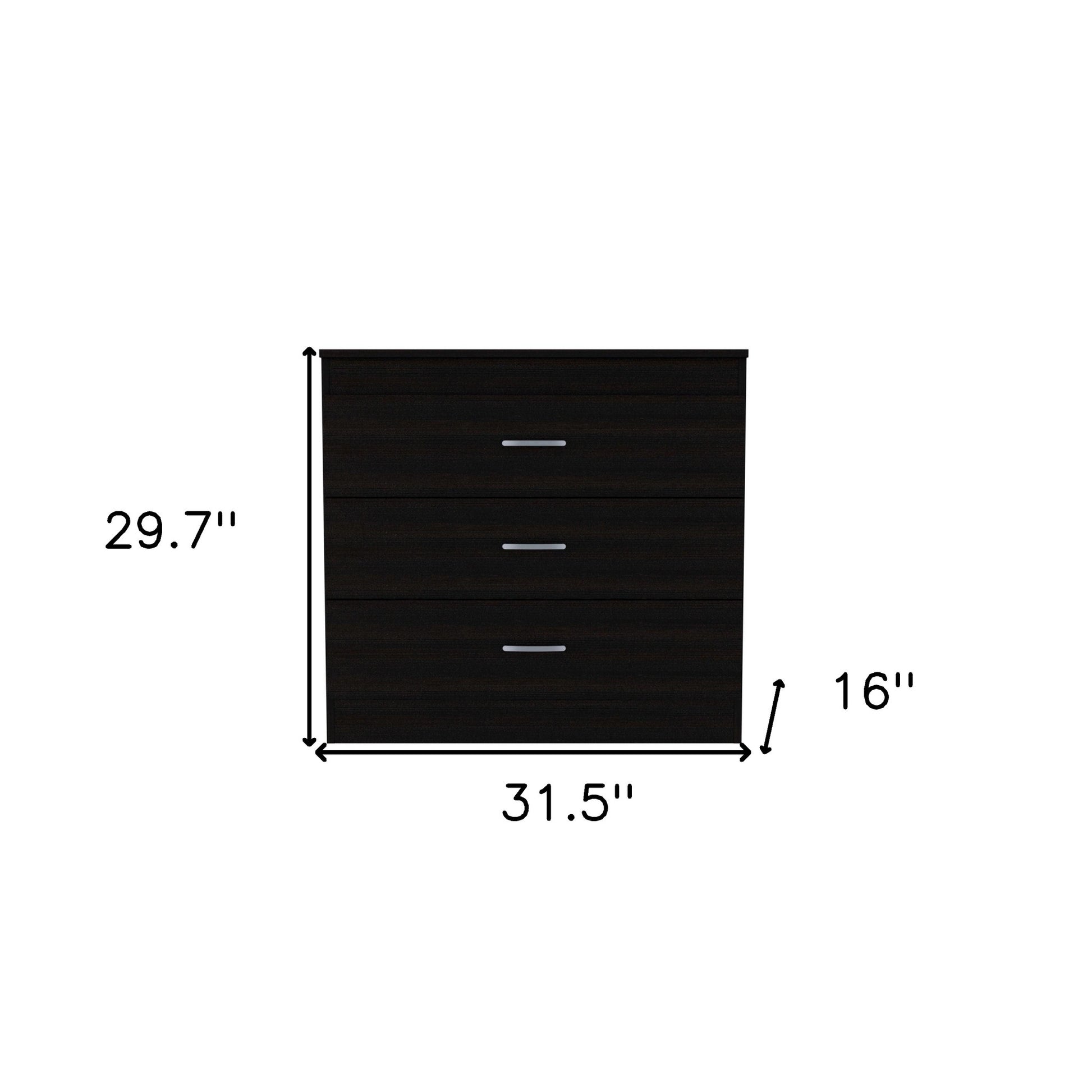 32" Black Three Drawer Dresser-8
