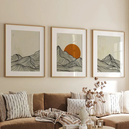 Quadros Decorativos Abstratos – Conjunto com 3 Telas para Sala Moderna