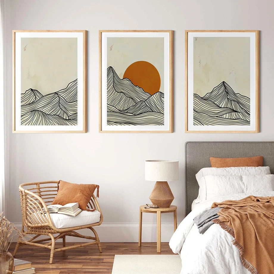 Quadros Decorativos Abstratos – Conjunto com 3 Telas para Sala Moderna